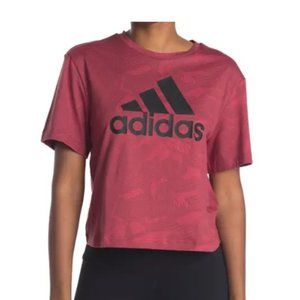 Adidas Women's Red Short Sleeve Crop T-Shirt - S